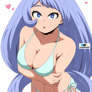 my hero academia, nejire hado, tsuranukko, 1girls, ass, big ass, big breasts, bikini, blue eyes, blue hair, breasts, female, female focus, female only, heart