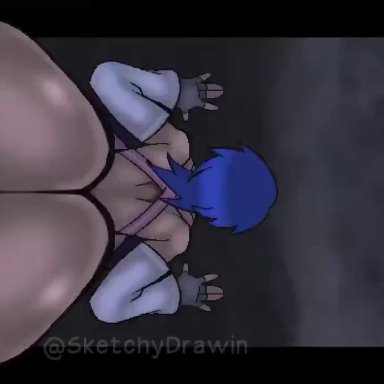 kingdom hearts, aqua (kingdom hearts), musi cassie, sketchydrawin, 1boy, 1girls, backboob, big ass, big breasts, curvy, curvy ass, curvy female, curvy figure, dumptruck ass, face down