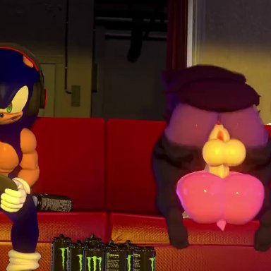 monster energy, monster energy drink, sonic (series), sonic the hedgehog (series), amy rose, queen aleena, rouge the bat, sonic the hedgehog, leviantan581re, 1boy, 1girls, 2futas, anthro, anthro on anthro, ass