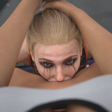 mortal kombat, netherrealm studios, cassie cage, shizzyzzzzzz, 1futa, 1girls, all the way to the base, blonde hair, blue eyes, breasts, deepthroat, fellatio, female, futa on female, futanari