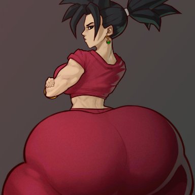 dragon ball, dragon ball super, kefla, ignantastro, 1girls, arms crossed, arms crossed under breasts, ass, ass bigger than head, ass bigger than torso, big ass, black hair, bottom heavy, bubble butt, clothing