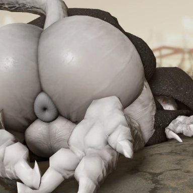 fallout, microsoft, roblox, deathclaw, goris (fallout), willie piv, 1boy, anus, ass, balls, bethesda game studios, big balls, big butt, bottomless male, building