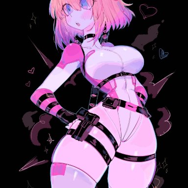 marvel, marvel comics, gwen poole, gwenpool, gwenpool (fortnite), usa37107692, 1girls, blonde hair, blue eyes, female, female only, pink hair, skindentation, solo, thick thighs