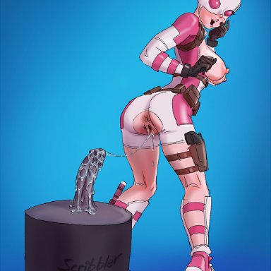 fortnite, fortnite: battle royale, marvel, marvel comics, gwen poole, gwenpool, gwenpool (fortnite), scribbler, big breasts, breasts, breasts out, busty, crotchless, dildo, dildo reveal