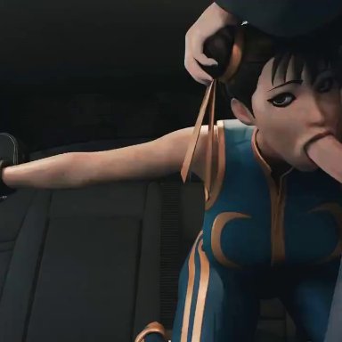 fortnite, naruto, street fighter, chun-li, chun-li (fortnite), sasuke uchiha, kitway, big penis, blowjob, car sex, closed eyes, clothed, clothed female, clothed male, clothing