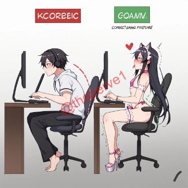 cosplay, femboy, penis, streaming, ai generated, correct gaming posture (meme), meme