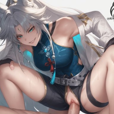 honkai: star rail, mihoyo, feixiao (honkai: star rail), ayakonarts, cowgirl position, femdom, fox ears, fox girl, foxian