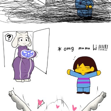 undertale, frisk, toriel, enigi09, big breasts, blush, breasts, sex, meme