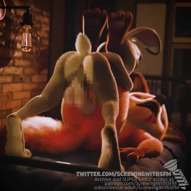 zootopia, judy hopps, nick wilde, screwingwithsfm, 1boy, 1futa, anal, anal insertion, anal sex, anthro, anthro on anthro, anthro only, anthro penetrated, anthro penetrating, anthro penetrating anthro