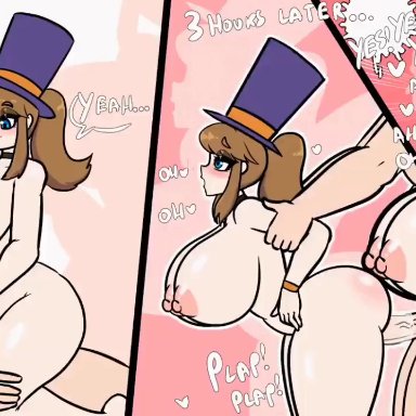 a hat in time, hat kid, haloowl, ahe gao, big ass, big breasts, big penis, doggy style, plap, running mascara, standing sex, animated, live2d, tagme, video