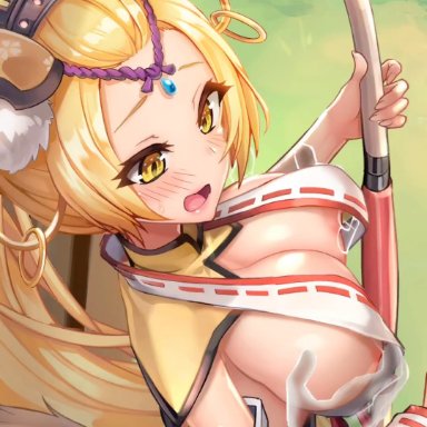 nutaku, project qt, mina (project qt), 1boy, 1girls, boobjob, breast grab, breast grab from behind, creampie, cum, cum inside, cum on face, fingering, large breasts, paizuri