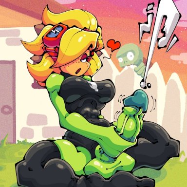 electronic arts, plants vs zombies, plants vs zombies: heroes, plants vs. zombies, popcap games, pvz, solar flare (pvz), sunflower (pvz), zombie (pvz), flicker mat, flickermat, 1girls, anthro, breasts, cock