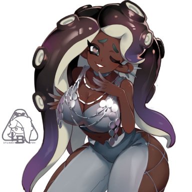 grand festival (splatfest), splatfest, splatoon, splatoon (series), marina (grand festival), marina (splatoon), little blood, 1girls, alternate costume, breasts, dark skin, dark-skinned female, female, large breasts, official alternate costume