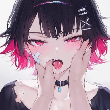 zenless zone zero, ellen joe, qiandaiyiyu, finger in mouth, multicolored hair, tagme