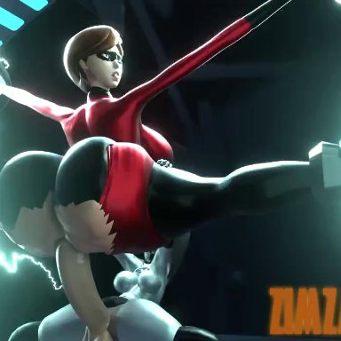 disney, pixar, the incredibles, the incredibles 2, elastigirl, helen parr, mirage (the incredibles), zimzamflow, 1futa, 1girls, anus, ass, ass jiggle, ass shake, balls