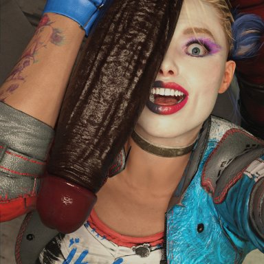 batman (series), dc, dc comics, suicide squad, deadshot, floyd lawton, harley quinn, harley quinn (arkham), red lj, 1boy, 1girls, big breasts, big penis, blonde female, blonde hair