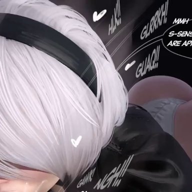 nier, nier (series), nier: automata, yorha 2b, popogori, rosiedreamva, 1boy1girl, absurdly large cock, android, android girl, ass, big ass, big butt, big penis, blindfold