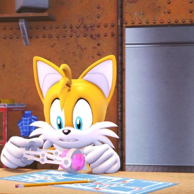 sonic (series), cream the rabbit, tails the fox, countersfm, anthro, balls, big breasts, breasts, clothed female nude male, cum, cumshot, duo, erection, female, forced masturbation