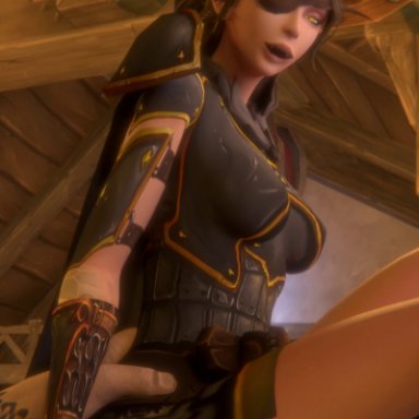 warcraft, world of warcraft, dracthyr (visage), high elf, notablyfishy, 1boy, 1girls, armored female, bouncing ears, clothed, clothed sex, cowgirl position, dominant female, dragon girl, elf