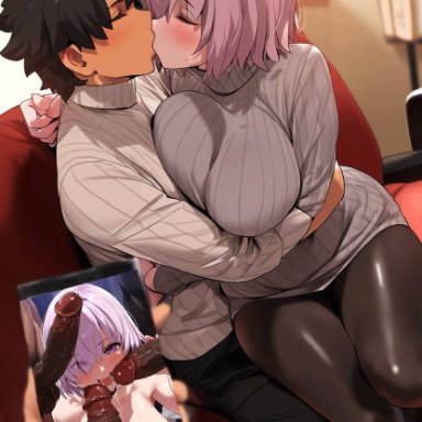 fate (series), fate/grand order, mash kyrielight, ritsuka fujimaru, artist request, cheating, cheating wife, cuckold, netorare, ntr, ai generated