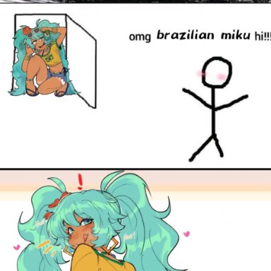 vocaloid, brazilian miku, hatsune miku, gonzalo costa, pinkkoffin, 1girls, anus, ass, big ass, big breasts, big butt, big thighs, bikini, brazil, brazilian