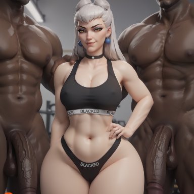 blacked, k/da all out series, k/da series, league of legends, riot games, evelynn, k/da all out evelynn, k/da evelynn, queensphynx, 1girls, 2boys, blacked clothing, breasts, choker, covered nipples