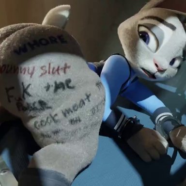 disney, zootopia, judy hopps, snips456fur, 1boy, 1girls, anal, anal penetration, anal sex, anthro, ass, ass jiggle, body writing, closed eyes, eyebrows