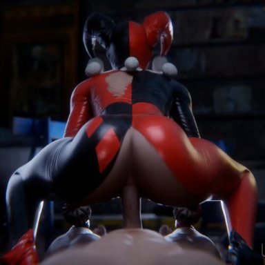 batman (series), batman: arkham knight, dc, dc comics, harley quinn, harley quinn (arkham knight), harley quinn (classic), ulfsark3d, ass, ass focus, butt focus, jiggle, jiggling ass, moaning, riding