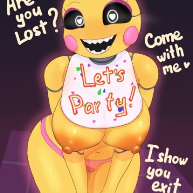 five nights at freddy's, five nights at freddy's 2, scottgames, toy chica (fnaf), frezezyk, animatronic, anthro, avian, beakless, big breasts, bird, breasts, chicken, clothing, female