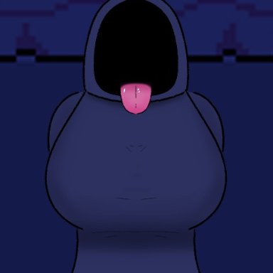 undertale, undertale (series), river person, river person (undertale), 1girl, 1woman, big breasts, breasts, big tits, clothed, clothing, robe, robe only, 2d, tongue