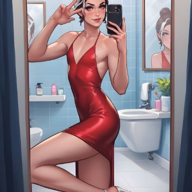 femboy, jess (zenit2), oc, zenit2, 1femboy, crossdressing, cute male, dres, high heels, mirror selfie, otoko no ko, sissy, trap, yaoi, ai generated