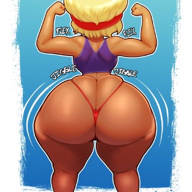 ok k.o.! let's be heroes, carol (ok k.o.! let's be heroes), carol kincaid, n-kosi, n-kosi (coloring), 1girls, ass, biceps, big ass, blonde hair, bottom heavy, breasts, bubble butt, crop top, dark skin