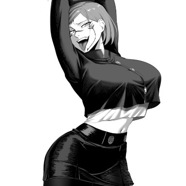 jujutsu kaisen, kugisaki nobara, ryoumen sukuna (jujutsu kaisen), nesz, big breasts, female, female only, fully clothed, possessed, possession, tagme