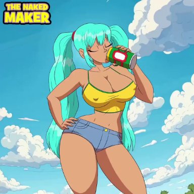 vocaloid, brazilian miku, hatsune miku, the naked maker, 1girls, ass, big ass, big breasts, big thighs, brazil, brazilian, brazilian female, breasts, cyan eyes, cyan hair