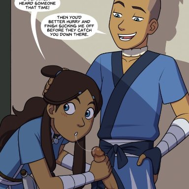 avatar the last airbender, katara, sokka, incognitymous, 1boy, 1girls, brother and sister, fellatio, fellatio gesture, female, human, incest, male, penis, stealth sex