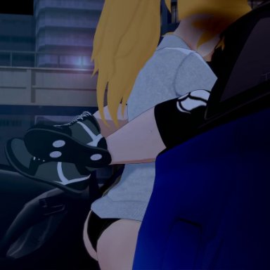 rwby, blake belladonna, yang xiao long, dezerbitch, 1futa, 1girls, animal ears, ass, big ass, big breasts, black hair, blonde hair, blush, bob cut, breasts