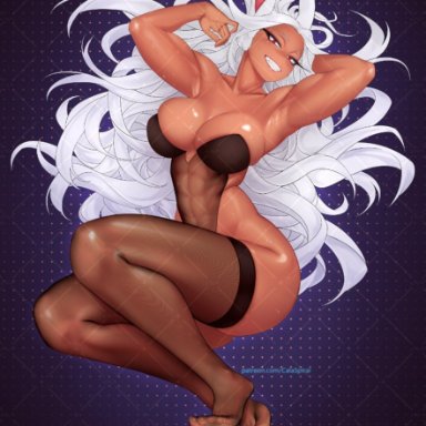 boku no hero academia, my hero academia, mirko, miruko, rumi usagiyama, calad g, 1girls, abs, ass, big ass, big breasts, breasts, bunny ears, female, hair spread out