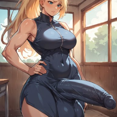 naruto, ino yamanaka, grapesss, 1futa, armpits, big ass, big balls, blush, breasts, erect penis, erection, erection under clothes, foreskin, futa only, futa sans pussy