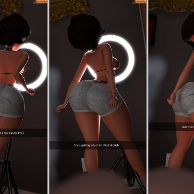 disney, pixar, snapchat, the incredibles, tiktok, elastigirl, helen parr, offscreen character, violet parr, smitty34, alternate costume, ass, big ass, booty shorts, bra