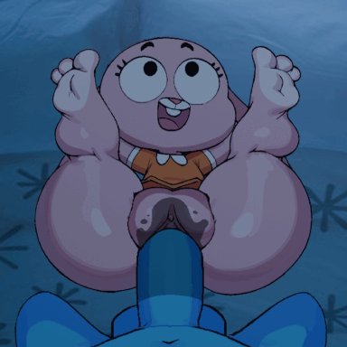 the amazing world of gumball, anais watterson, gumball watterson, rumpshakersfm, ass, big butt, cub, incest, pussy, pussy penetration, sex, soles, animated, live2d, motion tweening