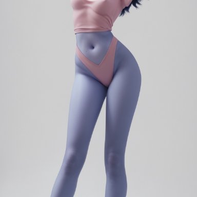 blizzard entertainment, overwatch, overwatch 2, amelie lacroix, widowmaker, fremorg, 1female, 1girls, almost naked, alternate costume, anklet, blue body, blue hair, earrings, eye contact