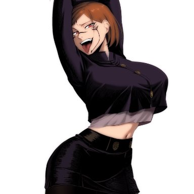 jujutsu kaisen, kugisaki nobara, ryoumen sukuna (jujutsu kaisen), nesz, big breasts, female, female only, fully clothed, possessed, possession, tagme