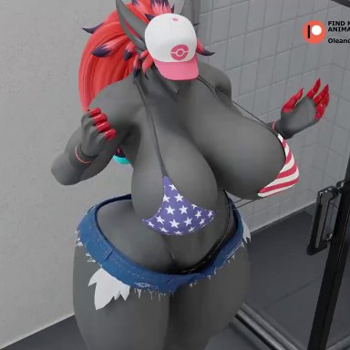 pokemon, pokemon (species), zoroark, oleanderin, ass expansion, big ass, big breasts, breast expansion, breasts, bubble butt, cleavage, expansion, female, furry, huge ass