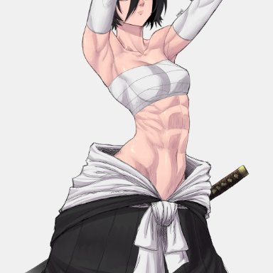 bleach, kuchiki rukia, limn044, 1girls, abs, female, female only, petite, solo, tagme