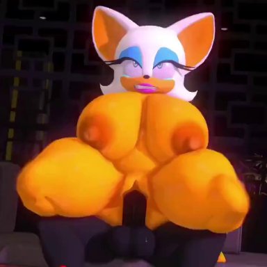 sega, sonic (series), sonic adventure 2, sonic the hedgehog (series), rouge the bat, shadow the hedgehog, leviantan581re, 1boy, 1girls, anthro, areola, balls, big breasts, bimbo, breasts