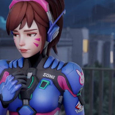 overwatch, d.va, d.va (overwatch 2), aphy3d, 1boy, anus, ass, bottomless, brown hair, bwc, cowgirl position, cum, cum on face, ejaculation, fellatio