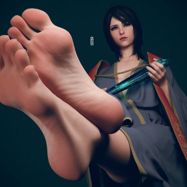 elden ring, fromsoftware, sorceress sellen, fcat, 1girls, barefoot, blue eyes, feet, female, female only, foot fetish, foot focus, glintstone, light-skinned female, soles