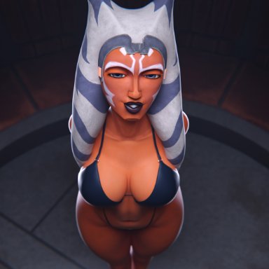 star wars, star wars: the clone wars, ahsoka tano, togruta, smitty34, 1girls, alien girl, big breasts, bikini, curvy figure, female, female only, solo, voluptuous, 3d