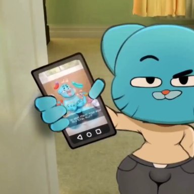 cartoon network, the amazing world of gumball, gumball watterson, nicole watterson, richard watterson, bootydox, macstarva, tacoghastly, 1girls, 2boys, aged up, almost caught, anger vein, angry, angry expression