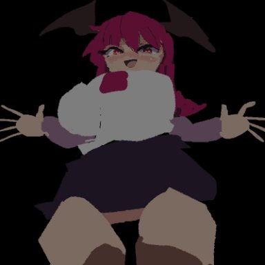 touhou, koakuma, namako (takorin), namako daibakuhatsu, takorin, big breasts, flashing breasts, showing breasts, 2d, animated, pixel animation